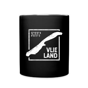 Vlieland | Island silhouette stamp design - Full Colour Mug - black - Front