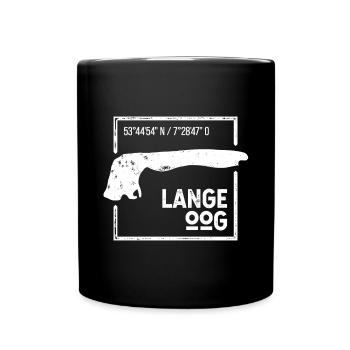 Langeoog | Island silhouette stamp design - Full Colour Mug - black - Front
