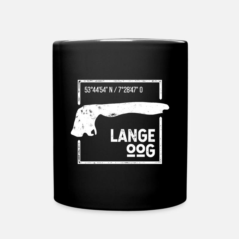 Langeoog | Insel-Silhouette Stempel-Design - Tasse einfarbig - Schwarz