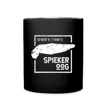 Spiekeroog | Insel-Silhouette Stempel-Design - Tasse einfarbig - Schwarz - Vorne