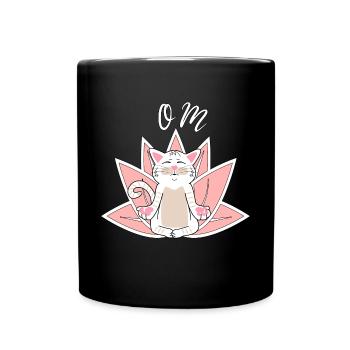 Yoga Chat Méditation Chat Blanc Chat Cadeau - Mug uni - noir - Devant