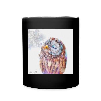 Eule - Tasse einfarbig - Schwarz - Vorne