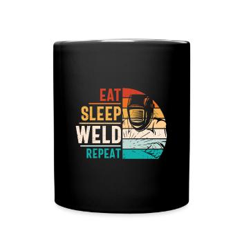 Soudeur Citation Drôle Conception Manger Sommeil Soudure Répéter - Mug uni - noir - Devant