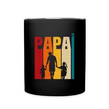 Vater und Tochter - Vater und Sohn, Vater Sohn und Tochter - Tasse einfarbig - Schwarz - Vorne