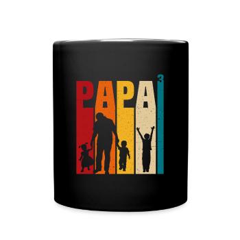 Papa 3 Kinder stolzer Vater 3 Kinder dreifacher Vater - Tasse einfarbig - Schwarz - Vorne