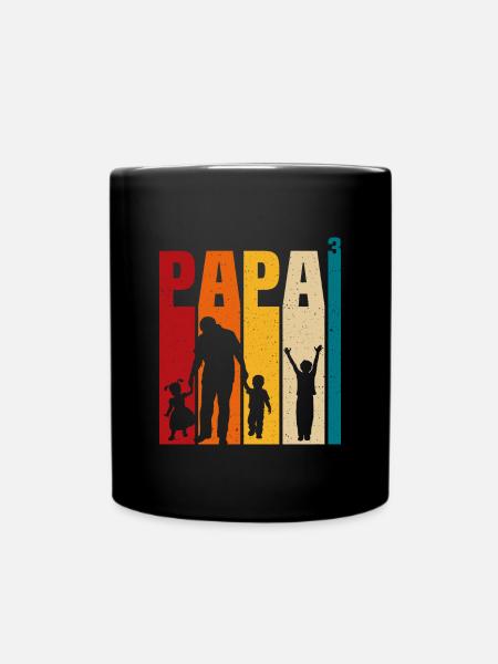 Dad 3 children proud father 3 children triple dad - Full Colour Mug - black