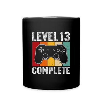 13th birthday - 13 years Gamer Level 13 complete - Full Colour Mug - black - Front