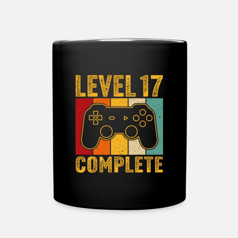 17.Geburtstag - 17 Jahre Gamer Level 17 complete - Tasse einfarbig - Schwarz