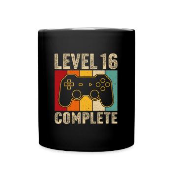 16.Geburtstag - 16 Jahre Gamer Level 16 complete - Tasse einfarbig - Schwarz - Vorne