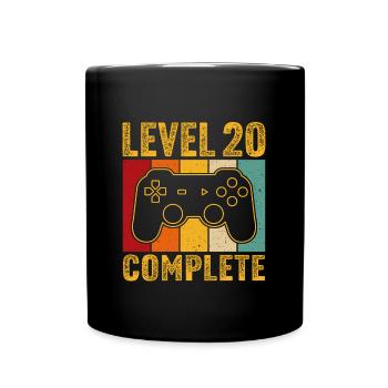 20.Geburtstag - 20 Jahre Gamer Level 20 complete - Tasse einfarbig - Schwarz - Vorne