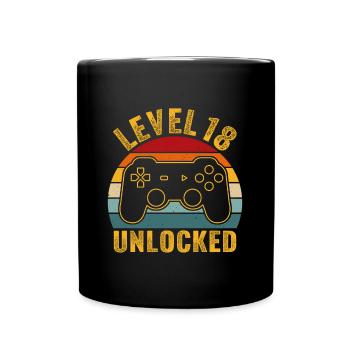 18th birthday - 18 years Gamer Level 18 unlocked - Full Colour Mug - black - Front