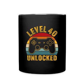40.Geburtstag - 40 Jahre Gamer Level 40 unlocked - Tasse einfarbig - Schwarz - Vorne