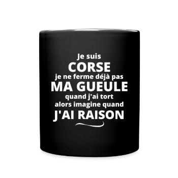 Corse, Corse humour, j'aime la Corse - Mug uni - noir - Devant