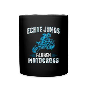 Echte Jungs Fahren Motocross Kinder Motorrad - Tasse einfarbig - Schwarz - Vorne