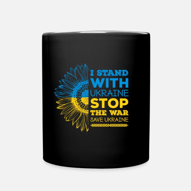 I Stand With Ukraine stop the war sunflower - Tasse einfarbig - Schwarz