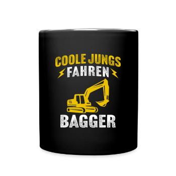 Coole jungs fahren bagger kinder junge - Tasse einfarbig - Schwarz - Vorne