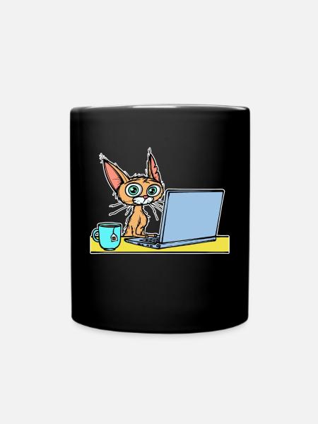 Ordinateur portable Home Office Déclaration Cat Coffee Carrière - Mug uni - noir