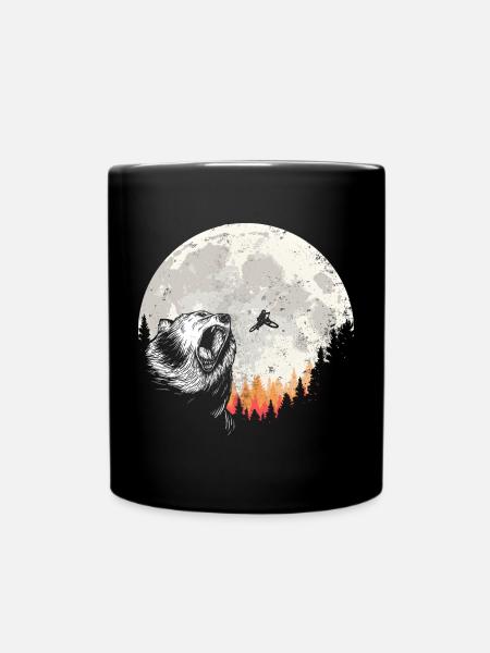 Ours rugissant sous la forêt de la lune - Mug uni - noir