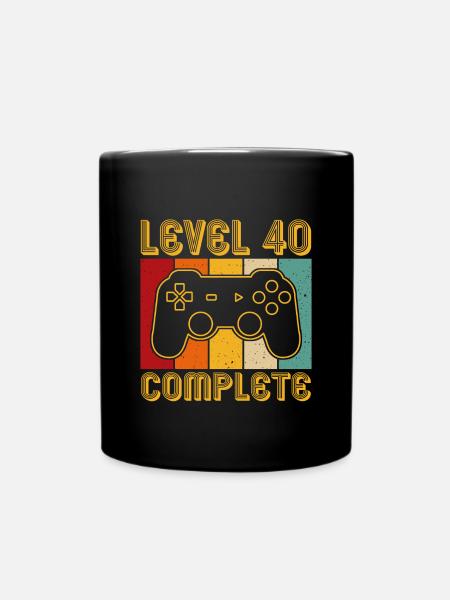 40.Geburtstag - 40 Jahre Gamer Level 40 complete - Tasse einfarbig - Schwarz