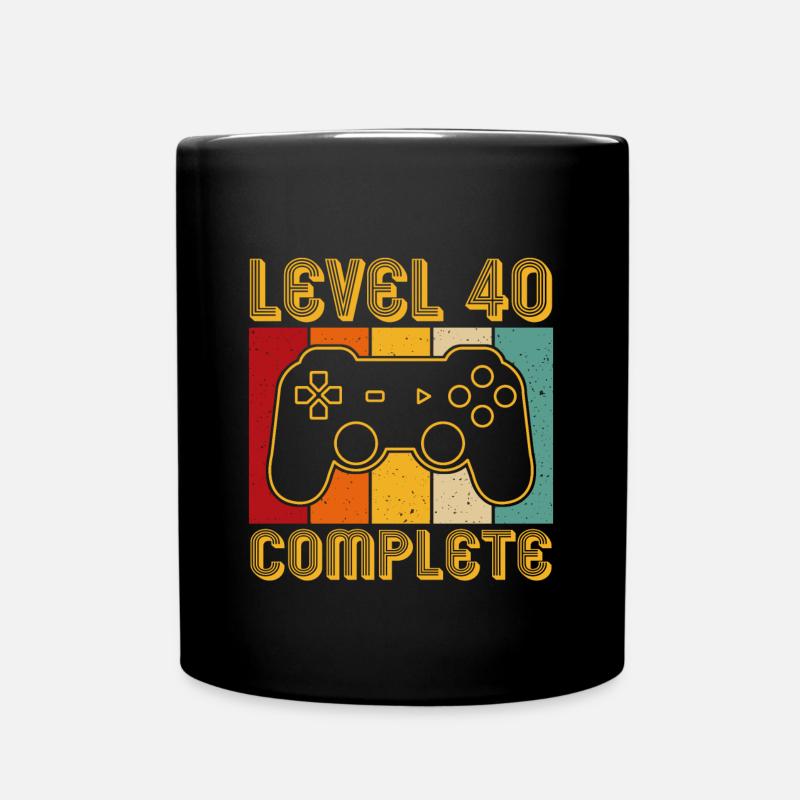 40.Geburtstag - 40 Jahre Gamer Level 40 complete - Tasse einfarbig - Schwarz