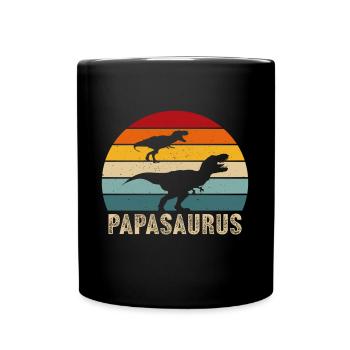Vater papa papasaurus retro vintage vatertag - Tasse einfarbig - Schwarz - Vorne