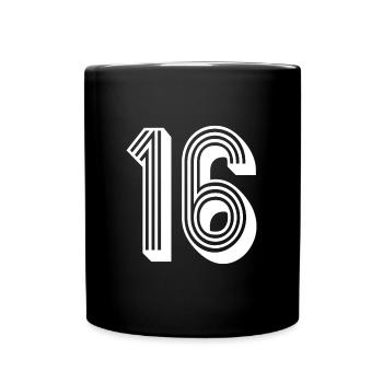 16 Jahre Nummer Trikot 16 T-shirt 16 - Tasse einfarbig - Schwarz - Vorne