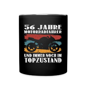 Motorradfahrer Motorrad 56 Jahre 56 Geburtstag - Tasse einfarbig - Schwarz - Vorne