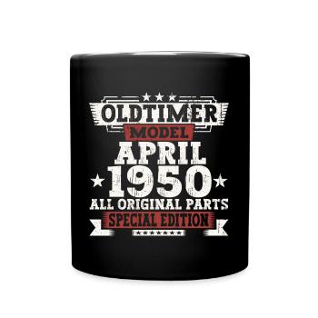 Oldtimer April 1950 Geburtstag Geschenk Herren - Tasse einfarbig - Schwarz - Vorne