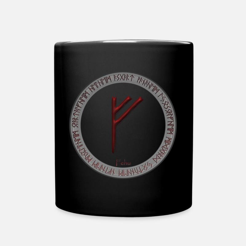 Nordische Rune Fehu rot - Tasse einfarbig - Schwarz