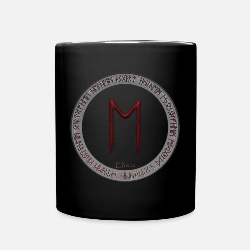 Nordische Rune Ehwaz rot - Tasse einfarbig - Schwarz