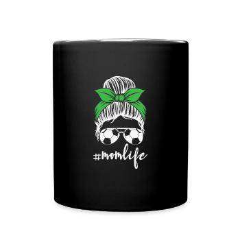 Vie de maman de football, Bandan de lunettes de soleil en chignon en désordre, - Mug uni - noir - Devant
