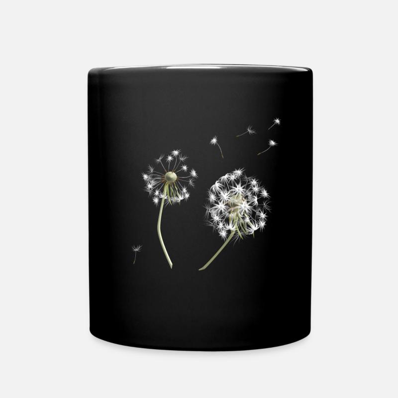 White dandelion silhouette - Full Colour Mug - black