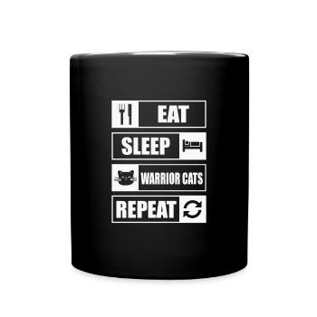 Citation de chat Manger dormir Chat Guerrier Répéter - Mug uni - noir - Devant