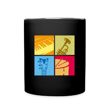 Popart Musiker Instrumente Geschenkidee - Tasse einfarbig - Schwarz - Vorne