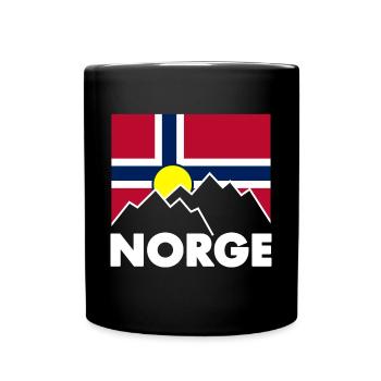 Norway flag with mountains - Full Colour Mug - black - Front