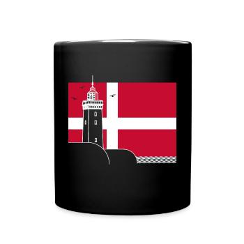 Denmark flag with Rubjerg Knude lighthouse - Full Colour Mug - black - Front