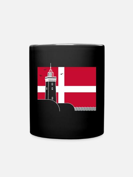 Dänemark Fahne mit Rubjerg Knude Leuchtturm - Tasse einfarbig - Schwarz