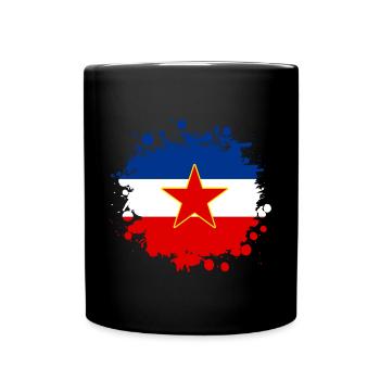 Jugoslawien Flaggen Klecks Design - Tasse einfarbig - Schwarz - Vorne