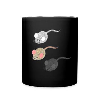 geschenkideen mäuse, Drei Mäuse, Mäuse Fan - Tasse einfarbig - Schwarz - Vorne