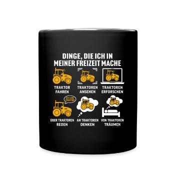 geschenk für landwirte mit traktor traktor fahren - Tasse einfarbig - Schwarz - Vorne