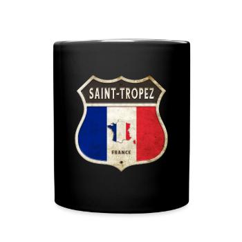 Saint-Tropez Frankreich Wappen Flaggen Design - Tasse einfarbig - Schwarz - Vorne
