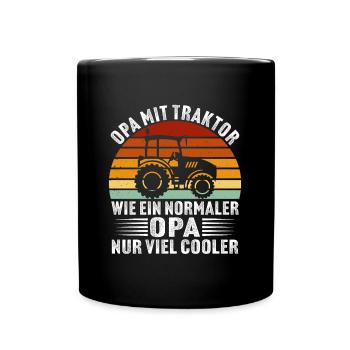 opa mit traktor geschenk für großvater bauer - Tasse einfarbig - Schwarz - Vorne
