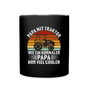 papa mit traktor Geschenk für vater bauer - Tasse einfarbig - Schwarz - Vorne