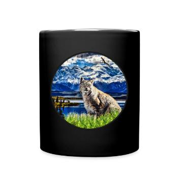 Luchs Wildkatze Freiheit - Tasse einfarbig - Schwarz - Vorne
