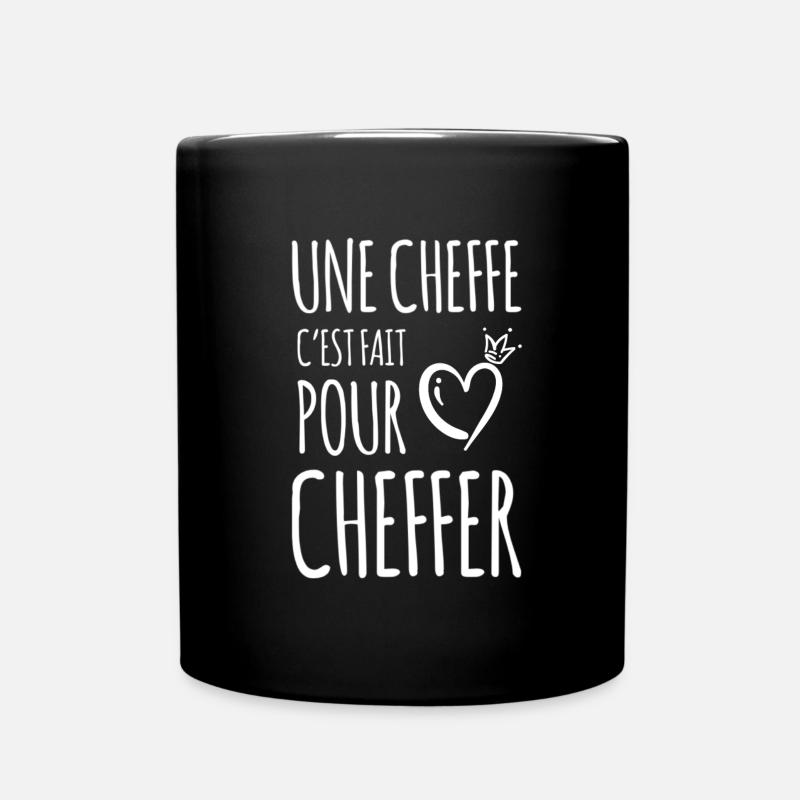 Une cheffe c’est fait pour cheffer humour - Mug uni - noir