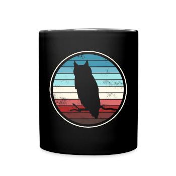 Eule Eulen - Tasse einfarbig - Schwarz - Vorne
