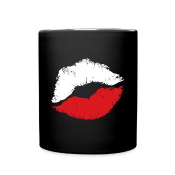 Kiss Kuss Poland Polen Flagge - Tasse einfarbig - Schwarz - Vorne