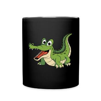 Krokodil Reptil Crocodile Alligator - Tasse einfarbig - Schwarz - Vorne