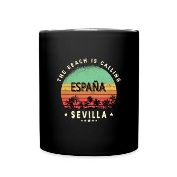 Sevilla Spanien Strand Design - Tasse einfarbig - Schwarz - Vorne
