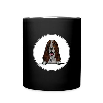 Englisch Springer Spaniel Hund für Peeking Dog Lover - Tasse einfarbig - Schwarz - Vorne
